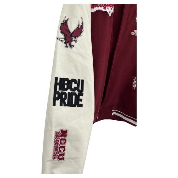 NEW NC Central Eagles Varsity Style Jacket Coat Maroon Patches Pockets Men 3XL - Picture 9 of 11